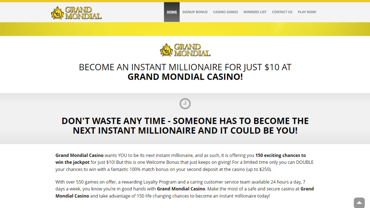 Grand mondial casino bonuses